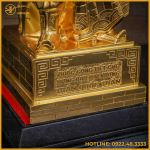 Tượng Trần Hưng Đạo đồng đỏ áo giáp cày nổi dát vàng 50cm