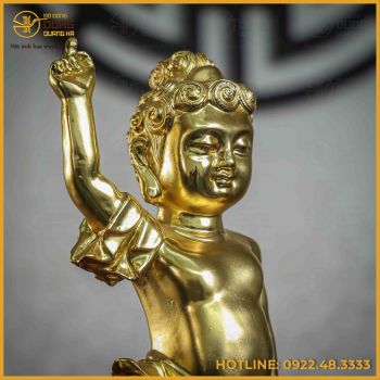 Tượng Phật đản sinh bằng đồng vàng dát vàng Đài Loan cao 38cm