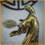 Tượng Khổng Minh đồng vàng cao 45cm ngang 34cm sâu 22cm