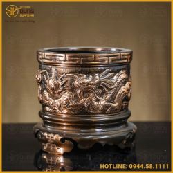 Bát hương đồng đỏ cạo màu