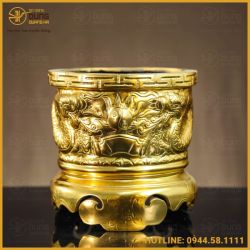 Bát hương đồng đỏ dát vàng