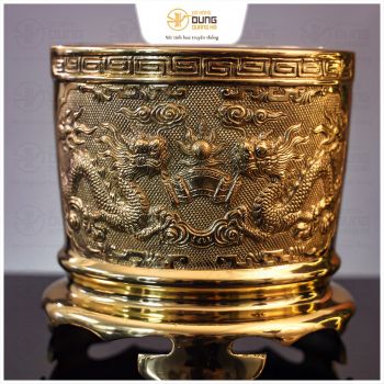 Bát hương đồng Long Phụng Tiên Thiên đúc máy Đài Loan 20cm