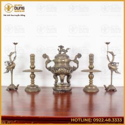 Bộ đỉnh đồng ngũ sự bằng đồng vàng hun giả cổ