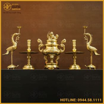 Bộ đỉnh đồng ngũ sự bằng đồng catut