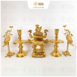 Bộ ngũ sự đồng đỉnh vuông thờ gia tiên nhập khẩu Đài Loan