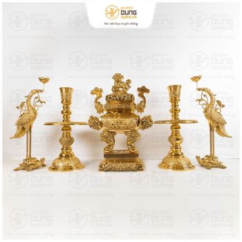 Bộ ngũ sự đồng đỉnh vuông thờ gia tiên nhập khẩu Đài Loan