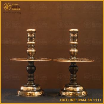 Chân nến đồng đỏ cạo màu đầy đủ kích thước