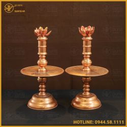 Chân nến đồng đỏ mộc đầy đủ kích thước