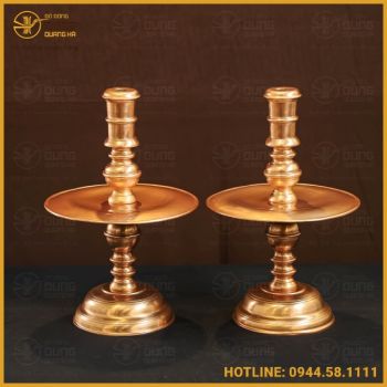 Chân nến đồng đỏ mộc đầy đủ kích thước