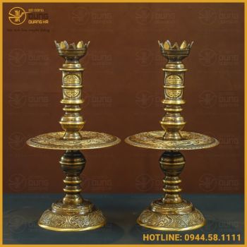 Chân nến đồng vàng hai công nghệ đầy đủ kích thước