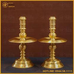 Chân nến đồng vàng mộc đầy đủ kích thước