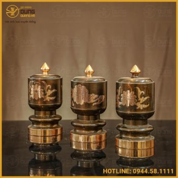 Đài thờ đồng đỏ cạo màu đầy đủ kích thước