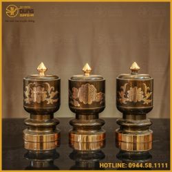 Đài thờ đồng đỏ cạo màu đầy đủ kích thước