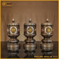 Đài thờ đồng đỏ khảm ngũ sắc đầy đủ kích thước