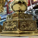 Đèn bàn thờ bằng đồng vàng Đài Loan mô hình mái chùa
