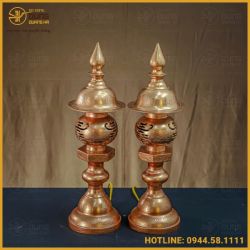 Đèn thờ đồng đỏ mộc đầy đủ kích thước
