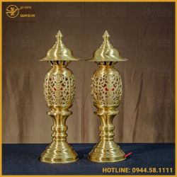 Đèn thờ đồng vàng mộc đầy đủ kích thước