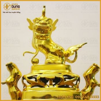 Đỉnh đồng vuông mạ vàng 24k cao 70cm