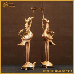 Hạc đồng đồng đỏ mộc đầy đủ kích thước