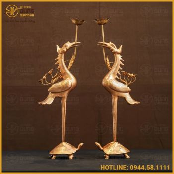 Hạc đồng đồng đỏ mộc đầy đủ kích thước