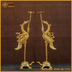 Hạc đồng đồng vàng mạ vàng đầy đủ kích thước