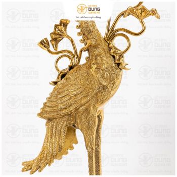 Hạc đồng thờ gia tiên bằng đồng vàng Đài Loan nặng 7.6kg cao 70cm