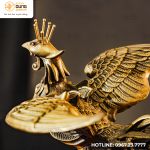 Tượng Phượng Hoàng bằng đồng vàng kích thước 18x29x22cm