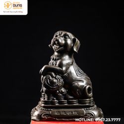 Tượng chó như ý bằng đồng vàng hun đen kích thước 24x30cm