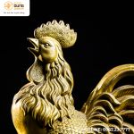Tượng gà trống Như Ý bằng đồng vàng kích thước 35x25cm
