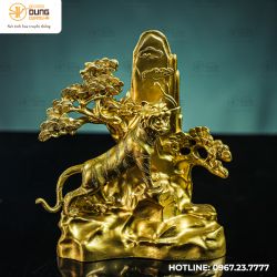Tượng hổ cây tùng bằng đồng catut kích thước 17x13x6.5cm