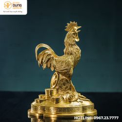 Tượng gà bằng đồng catut cao 22cm ngang 8cm sâu 15cm