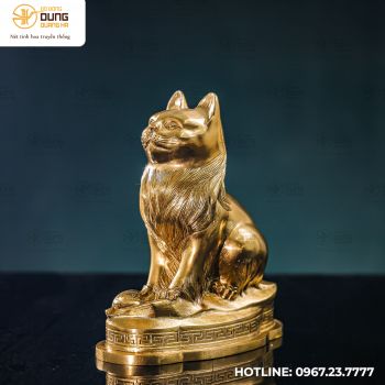Tượng mèo bằng đồng catut cao 19cm ngang 9cm