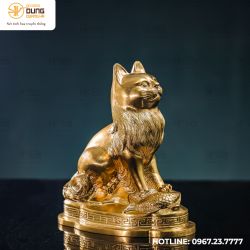 Tượng mèo bằng đồng catut cao 19cm ngang 9cm