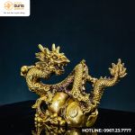 Tượng rồng hồ lô phong thuỷ bằng đồng vàng cao 35cm ngang 42cm nặng 4.6kg