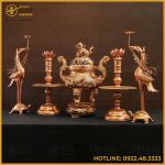 Bộ đỉnh đồng ngũ sự bằng đồng đỏ mộc