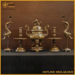 Bộ đỉnh đồng ngũ sự bằng đồng đỏ khảm tam khí