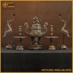 Bộ đỉnh đồng ngũ sự bằng đồng đỏ khảm ngũ sắc