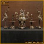 Bộ đỉnh đồng ngũ sự bằng đồng đỏ khảm ngũ sắc