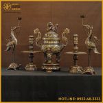 Bộ đỉnh đồng ngũ sự bằng đồng đỏ khảm ngũ sắc