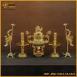 Bộ đỉnh đồng ngũ sự bằng đồng vàng mạ vàng