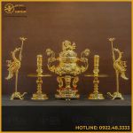 Bộ đỉnh đồng ngũ sự bằng đồng vàng mạ vàng