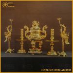 Bộ đỉnh đồng ngũ sự bằng đồng vàng mạ vàng