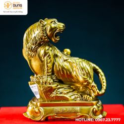 Tượng hổ phong thuỷ bằng đồng vàng kích thước 15x15cm