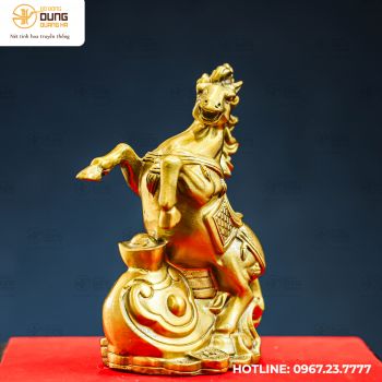 Tượng ngựa Như Ý bằng đồng vàng kích thước 17x13cm