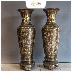 Lọ lộc bình phong thủy đại tự Phúc bằng đồng khảm tam khí cao 1m2