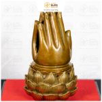 Lư xông trầm bằng đồng vàng hình bàn tay Đức Phật 10x18cm
