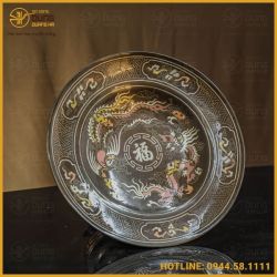 Mâm bồng đồng đỏ khảm tam khí