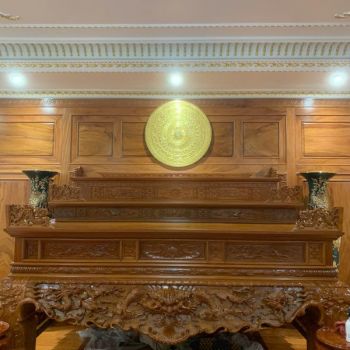 Hoàn thiện và lắp đặt mặt trống đường kinh 90cm dát vàng cho khách hàng tại Hà Nam