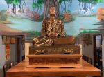Hoàn thiện tượng Trưởng lão hòa thượng  Thích Thiện Thông cao 1m45 đồng đỏ cạo màu tại chùa Vạn Hoà - Cầu Kè - Trà Vinh