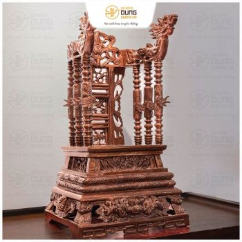 Ngai thờ bằng đồng đỏ làm màu cao 70cm ngang 40cm sâu 33cm